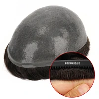 Beeos Système capillaire pour hommes de 6 pouces, 0,06 mm, systèmes de remplacement capillaire, base ultra-fine, toupet pour hommes, prothèse capillaire homme, cheveux humains 2