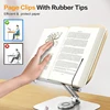 Desktop Book Stand for Reading with 360° Rotating Base Wooden Panel & Page Clips Foldable and Angle for Reading Book Holder 3