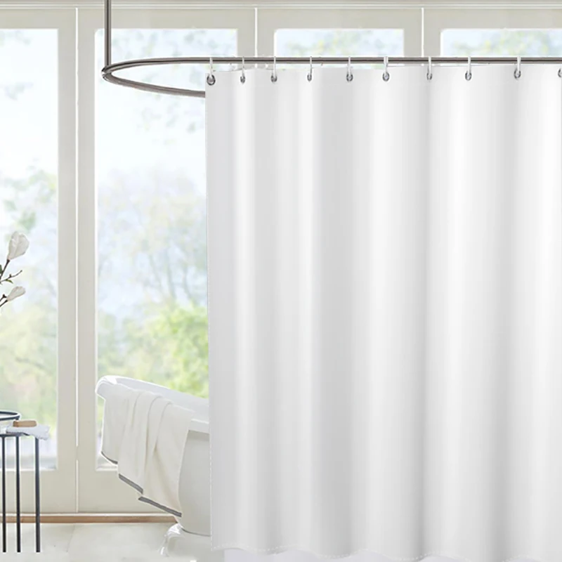 Shower Curtains White Shower Curtains Waterproof Thicken Bath Curtain Solid Color Polyester Fabric Partition Curtain Home Bathroom Accessories