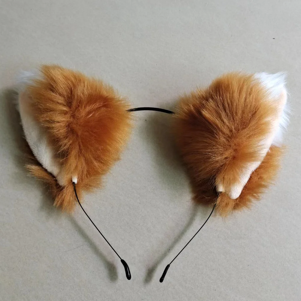 Brown Cat Ears Furry Headband Animal Ear Headband Ears Cosplay Hairband Foxes Prop Furry Headwear Female Stylish Accessory