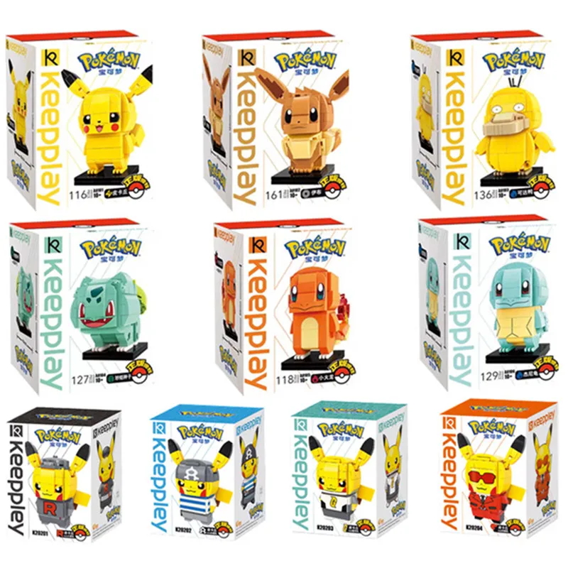 Keeppley Pokemon Collection Creative Building Blocks Cute Psyduck Model Toys Bulbasaur Assembly Decorazione Regali