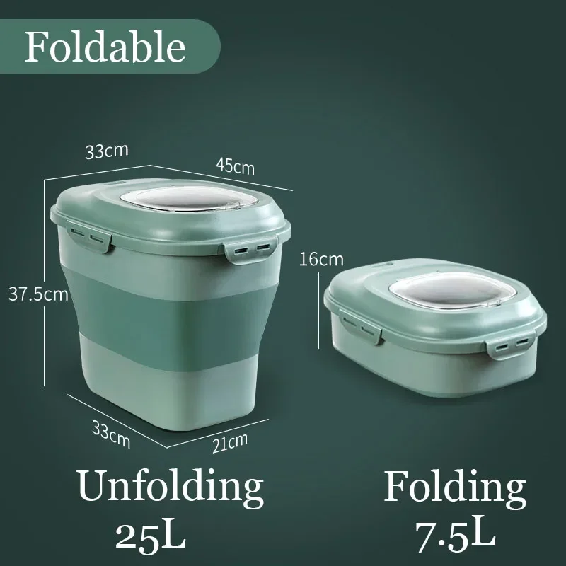 10/25KG Foldable Rice Storage Container Large Capacity Food Storage Bucket Insect-Proof Cereal Rice Dispenser Kitchen Food Box 6