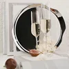 Nordic Light Luxury Round Stainless Steel Tray Fruit Dish Coffee Tea Wine Set Storage Tray Serving Plate Living Room Organizer 3