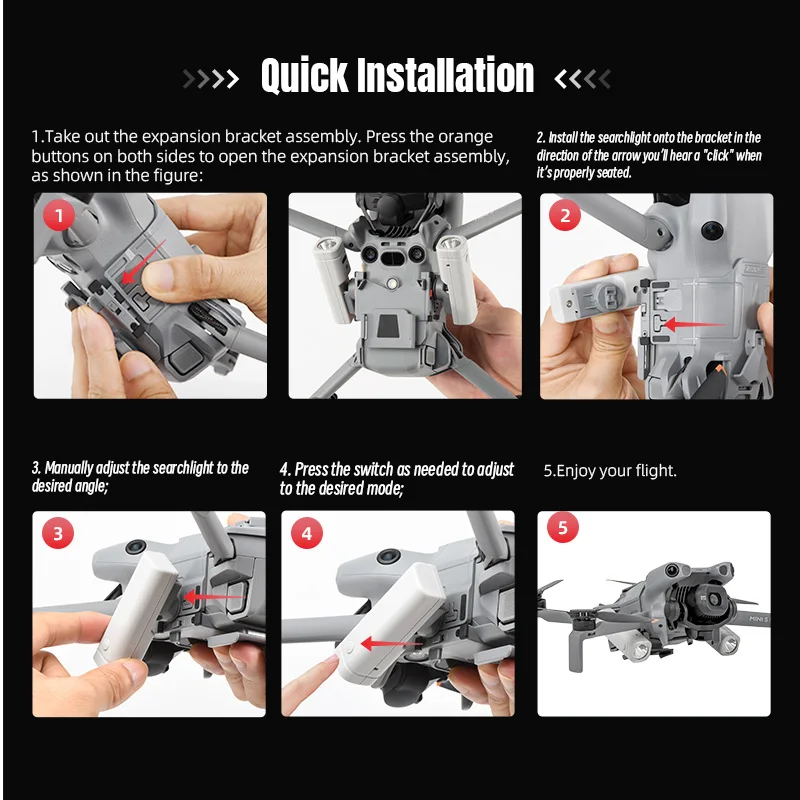 LED 야간 비행 신호등 손전등 DJI Mini 5 Pro 드론 액세서리용 듀얼 라이트 충전식 서치라이트