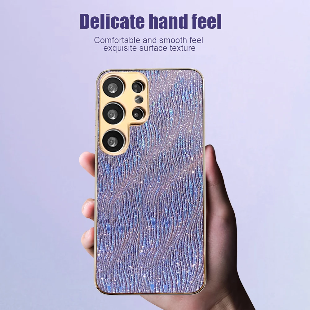 Glitter Water Ripple Plating Hard Shockproof Phone Case