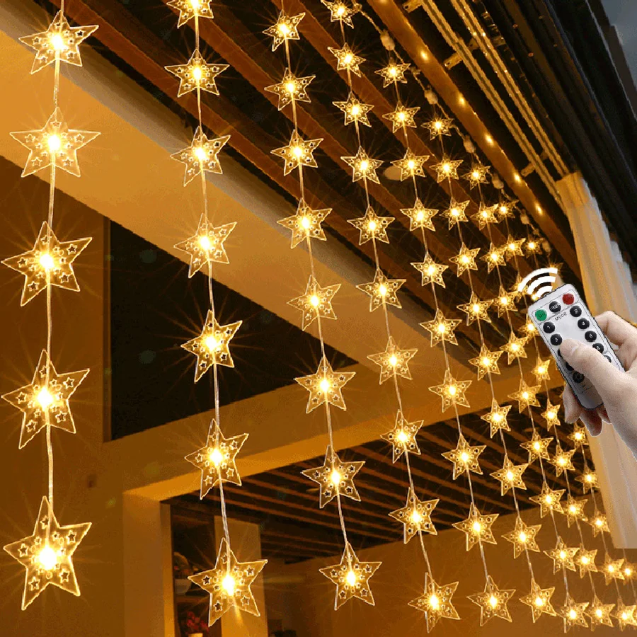 

3x2/3x1M LED Wedding Star Fairy Curtain Lights Christmas Garlands Curtain String Lights Outdoor Party Birthday New Year Decor