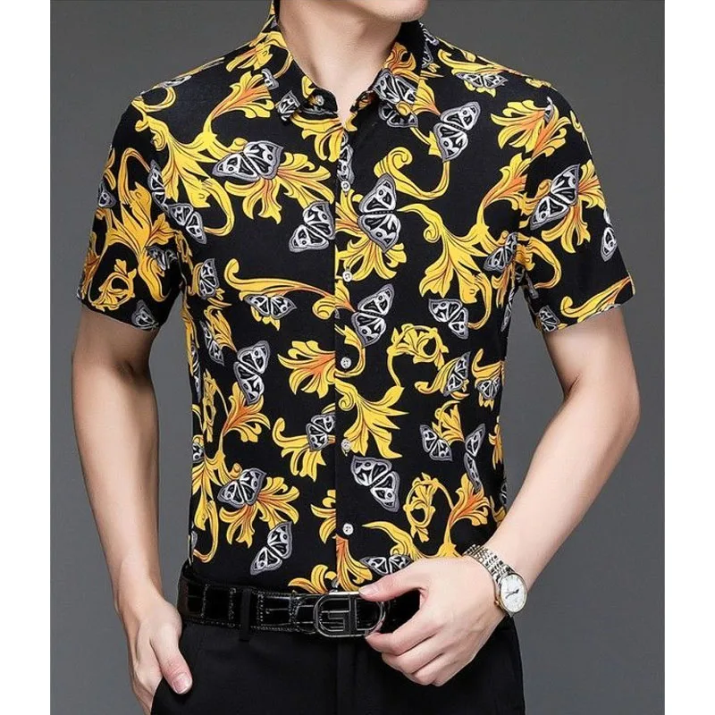 Fashionable Short Sleeve Men Polo-Neck Shirt Summer Casual Male Clothes Vintage Printing Trend Single-breasted Pockets Shirt pockets to keep warm women s short style plus velvet thick women s trend korean loose stand up collar coat shiny cotton down