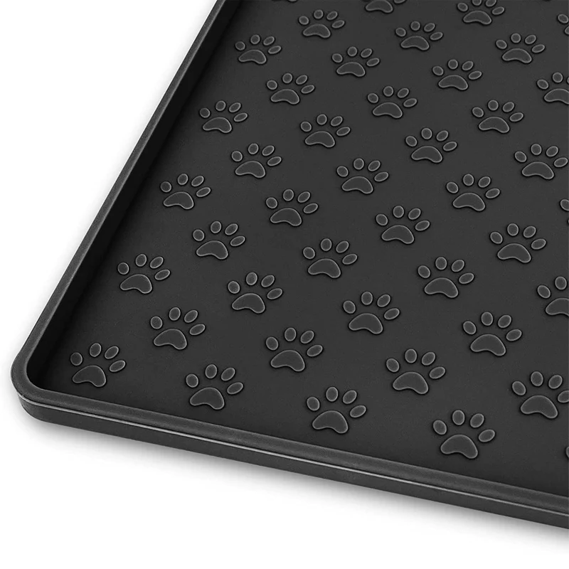 Guardians Dog Food Mat, Silicone Dog Cat Bowl Mat, Non Slip Pet Feeding Mat  Waterproof Dog Placemat for Small Animals (24x16, Black Paw)