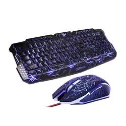 Para teclado e mouse combos backlit usb com fio à prova dwaterproof água legal azul vermelho roxo