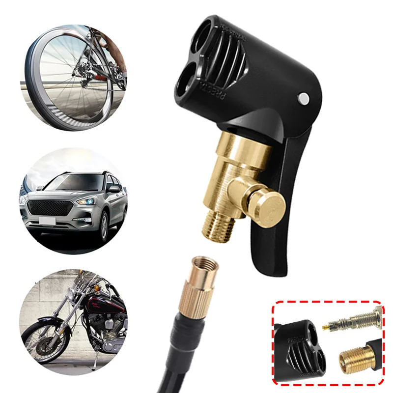 

2 In 1 Car Tire Valve Pump Nozzle Clamp for 7.88mm Hose Motorcycle Bike Tyre Inflatable Pump Valve Adapter Connector Accessories