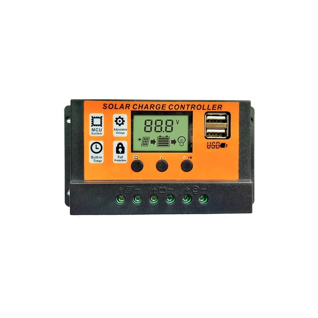 100A Orange Solar Controller 12V 24V Photovoltaic Power Generation Simple Solar