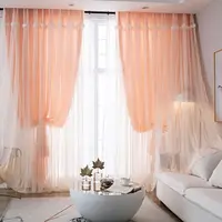 Korean Semi Shade Double Layer Curtain Wedding Veil Princess Style Children Bedroom Window Curtain 1