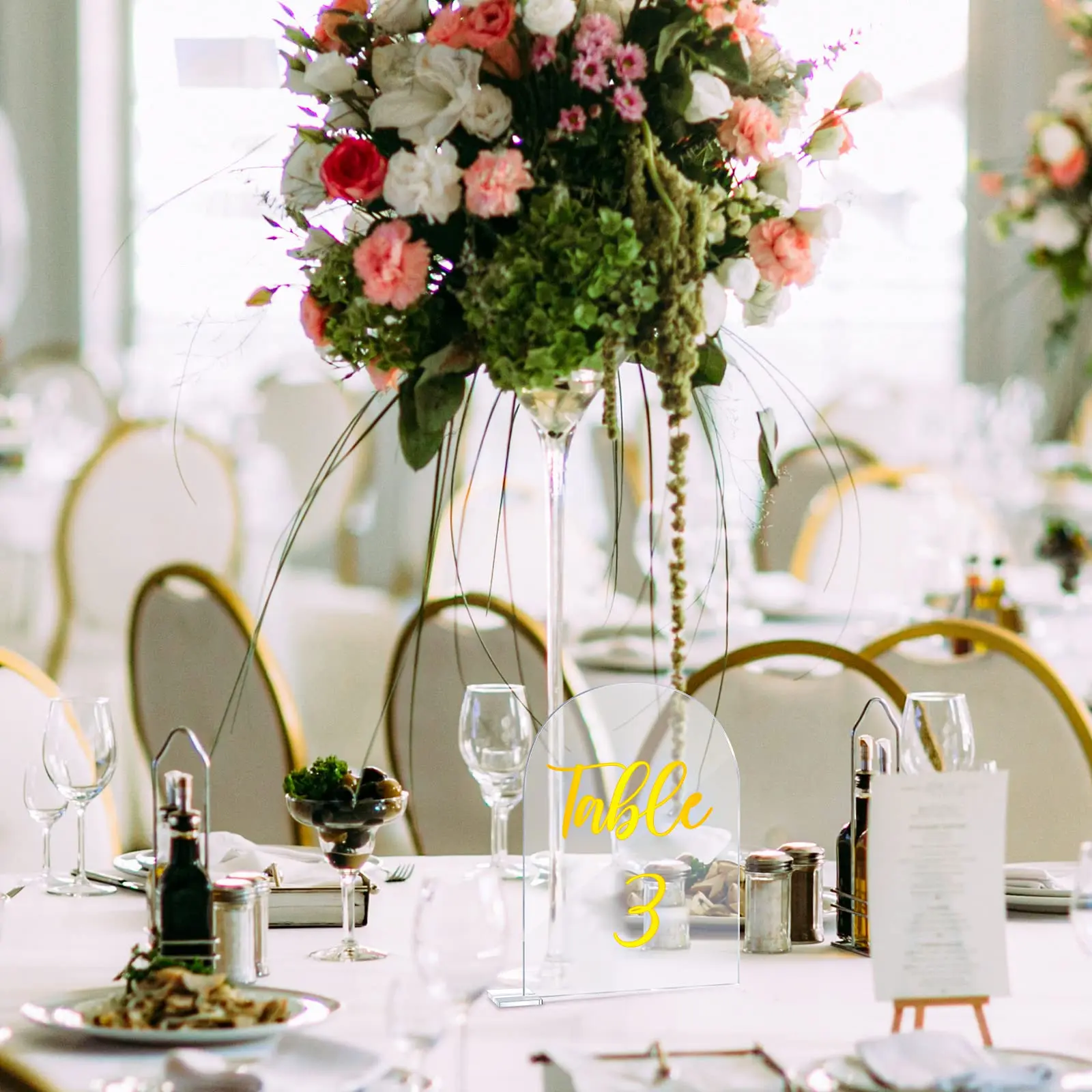 Acrylic Transparent Arched Semicircular Digital Seat Card Diy Blank Party Decoration Wedding Table Card Display Table Base