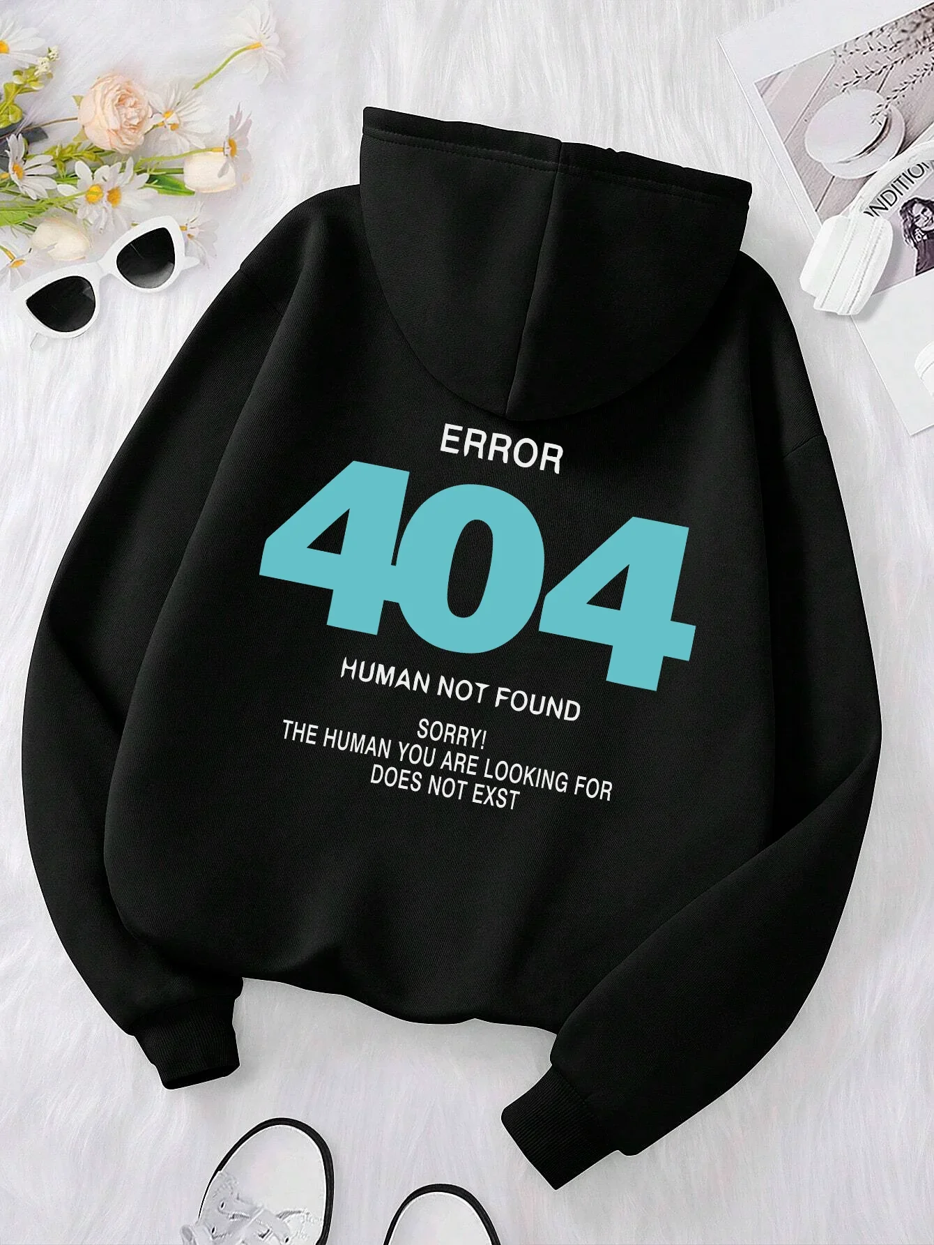 Women men Sweatshirts Error 404 Human Not Found sorry Print Hoodies Fleece Long Sleeve Oversized Clothes Hip Hop Street Pullover