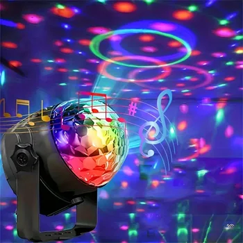 1Pc Disco Ball DJ Night Lights,Sound Activated RGB Rotating Stage Strobe Lamp For Home Room Birthday Decor Wedding Dance Parties 1