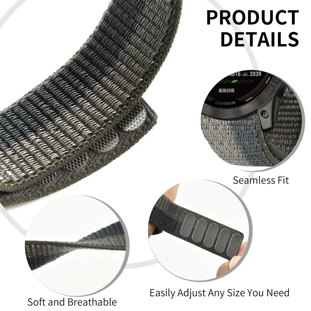 Braided Nylon Loop Strap Bracelet Watchband (22mm/26mm)