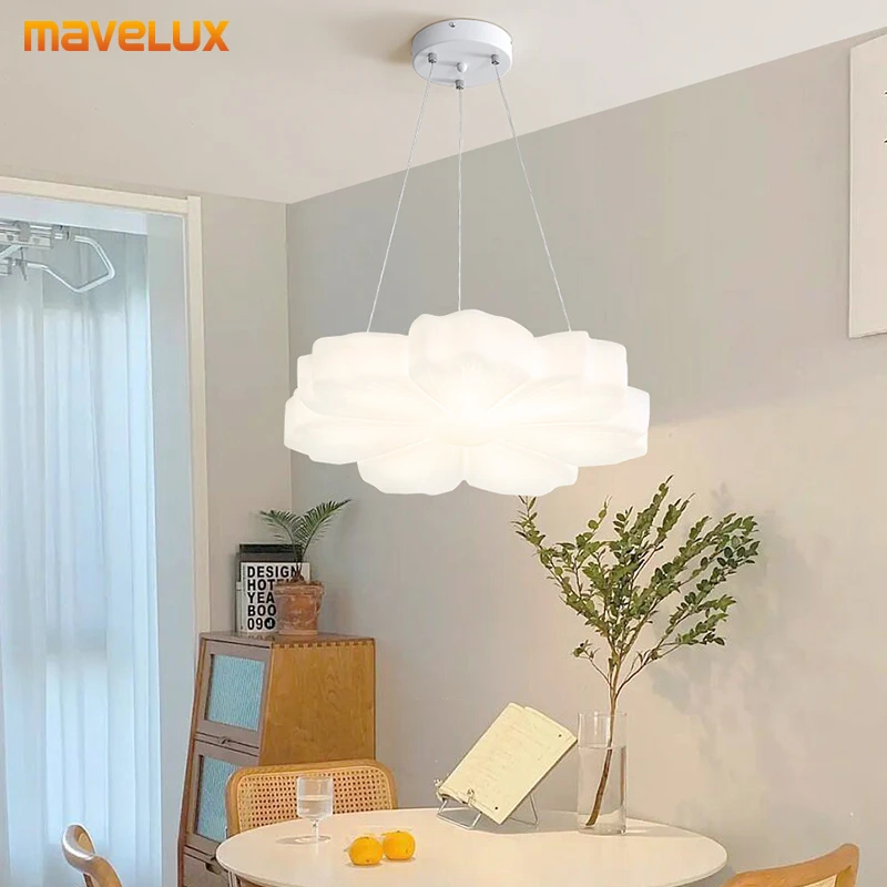 

Acrylic LED Chandelier For Dining Room Children's Bedroom Hall Study White Hanging Lamp Creative Home Decoratiom Indoor Lighting