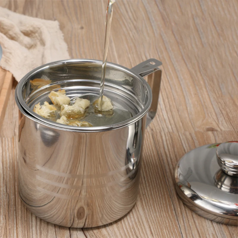 1.3LKitchen Cooking Tool Oil Filter Storage Can Grease Strainer 3