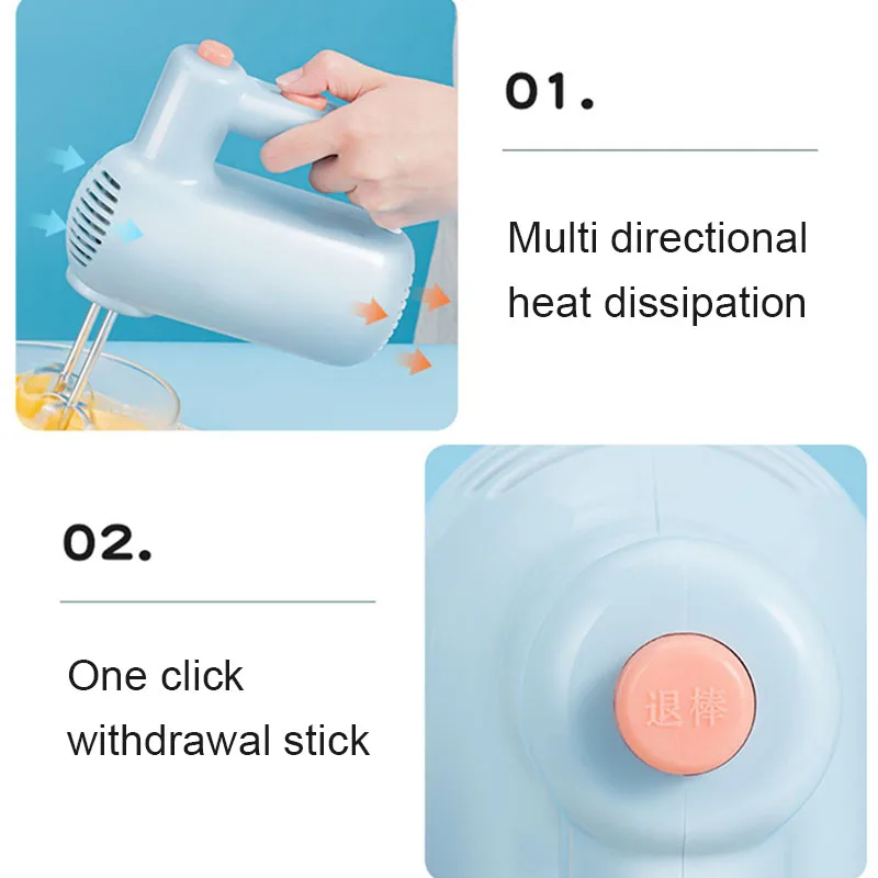 Electric Automatic Stirrer Handheld Egg Beater Milk Foamer Cream Butter Whisk Cake Bake Dough Mixer Stainless Steel Food Blender 5