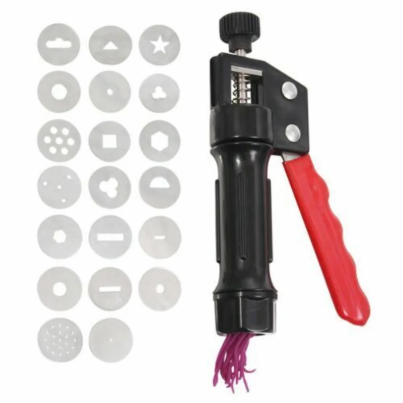 Clay Extruder Hand-Held Soft Clay Extruder with 20 Different Nozzles As Decorative Auxiliary Art Modeling Pottery Tool