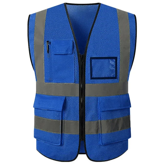 

Blue Reflective Vest Safety Vest for Men Working Vest Workwear with Many Pockets Security Vest for Men Hi Vis Breathable Mesh