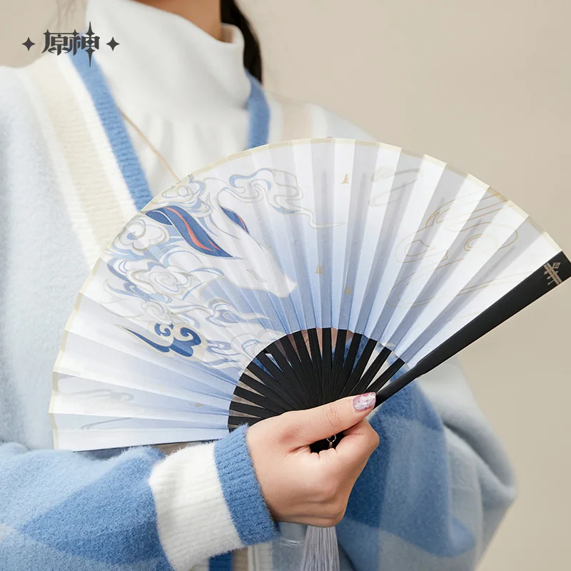 

В предварительной продаже официальный Merch miHoYo кисточки Genshin Impact оригинальный складной веер Ganyu для косплея