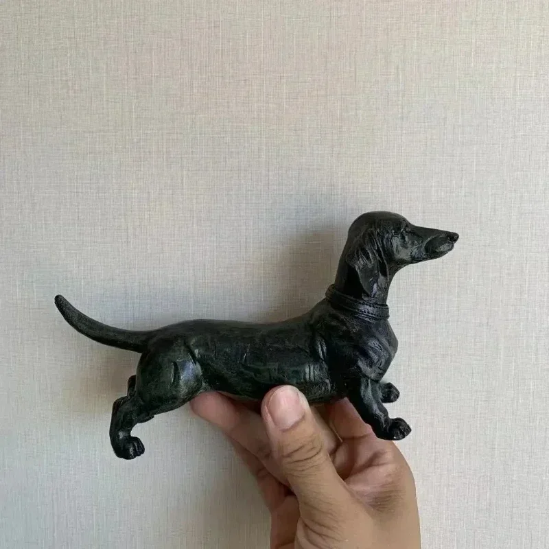 Creative Craft Decoration Garden Sculpture Figures Dog Resin Dachshund Animal Pet Toys Figurine Black Ornament Animals Statue
