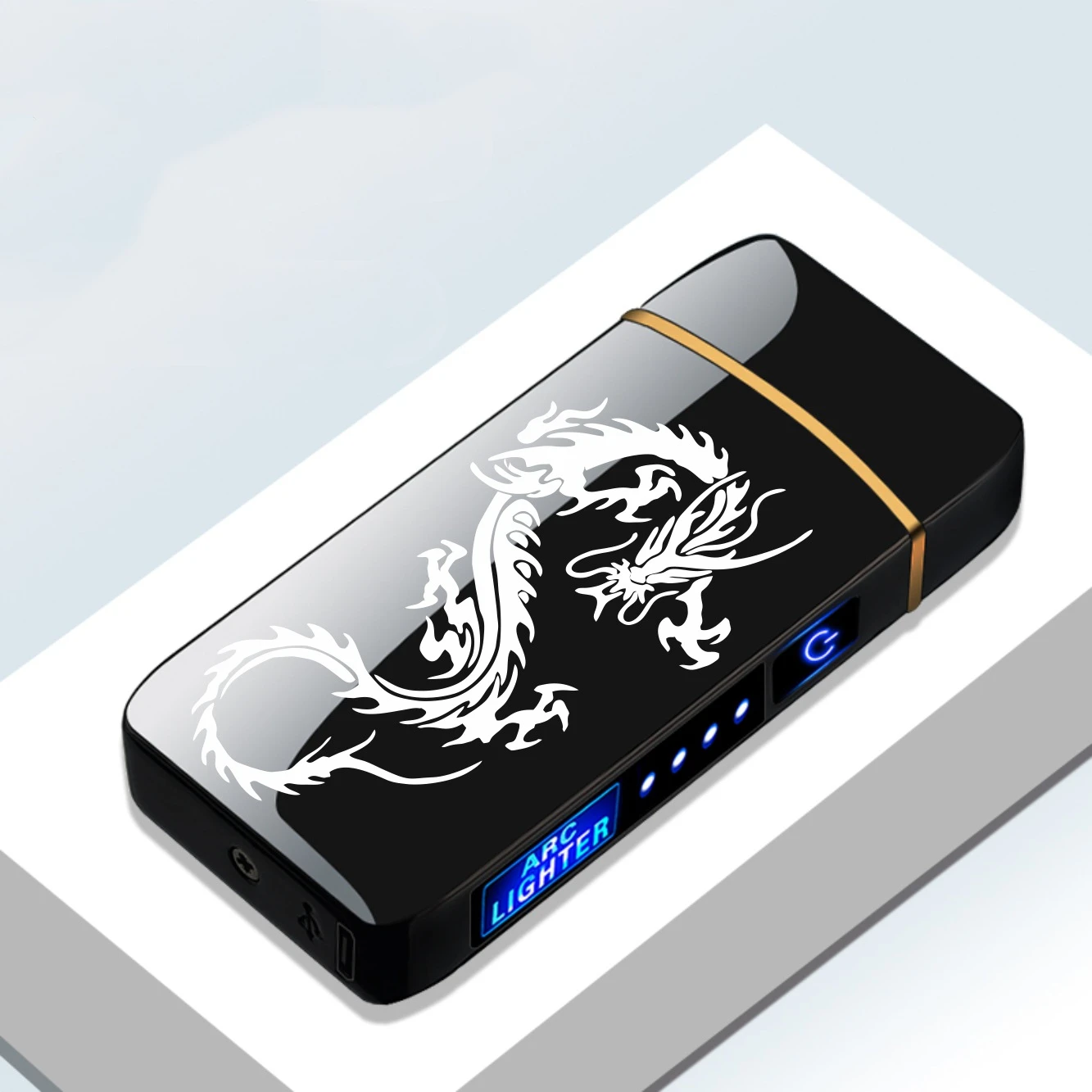 New Dual Arc Windproof Flameless Lighter With LED Power Display USB Touch Metal Plasma Lighter Portable Kitchen Outdoor Gadget 2