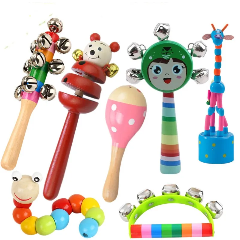 

Toddlers Music Toys Sounding Toy Bed Bells Sand Hammer Whistle Musical Instrument Random Colors Infant New Born Gift