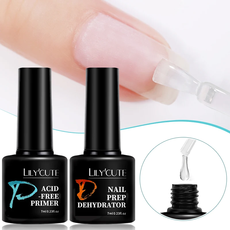 LILYCUTE 7ML Nail Prep Dehydrator Natural Nail-Primers Gel Nail Polish Air Dry Soak Off Base Top Coat Nail Art Varnish Manicure