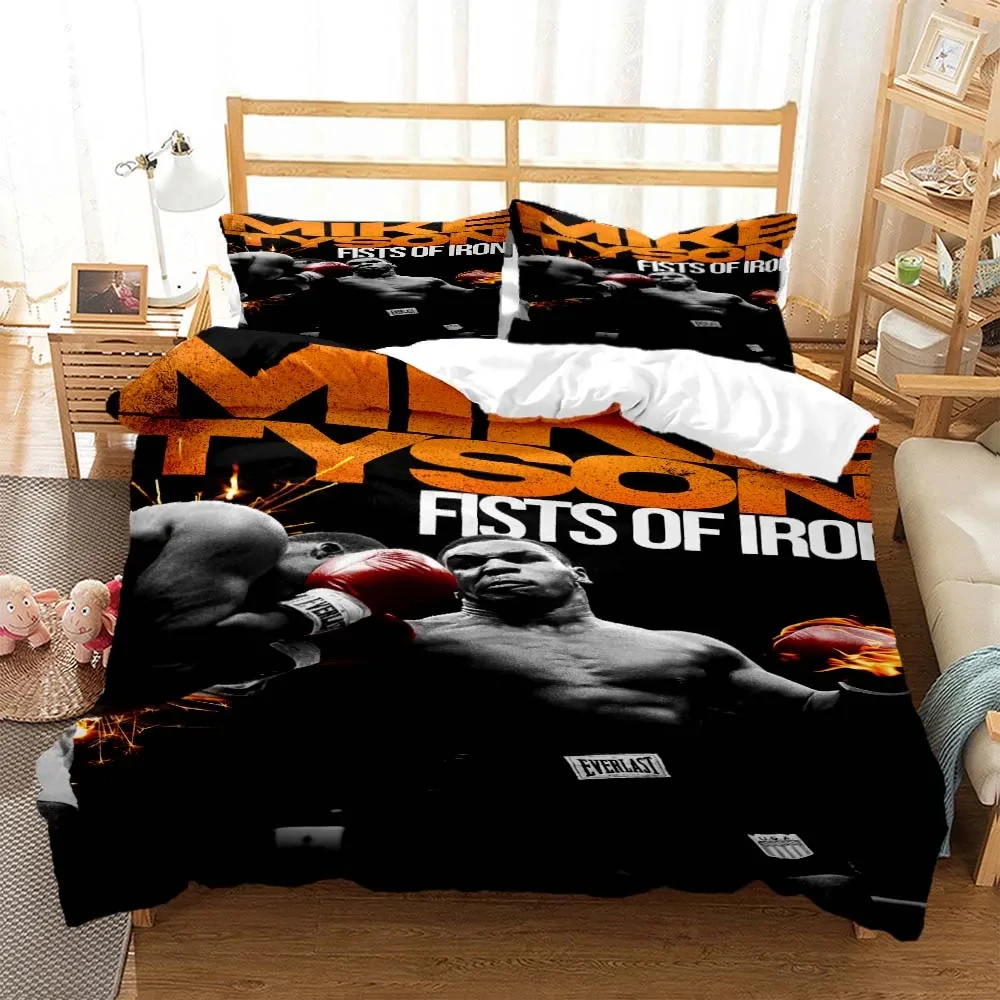 

Boxing champion Mike Tyson 3D cartoon printed bedding Queen bedding set Customized King size bedding set Soft and comfortable