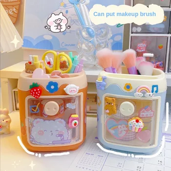 CartoonPen Holder Cute Girl Heart Creative Fashion Style Office Study StationeryStorageBox Desktop Multi-function SchoolSupplies 2