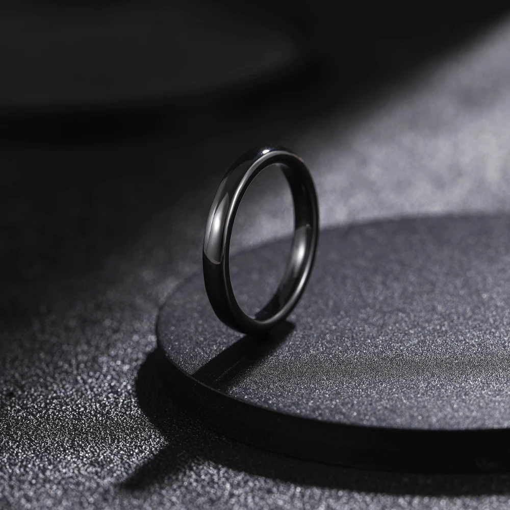 Elegant Black Brushed Ceramic Wedding & Engagement Ring - Unisex Jewelry, Plus Sizes Available