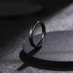 Elegant Black Brushed Ceramic Wedding & Engagement Ring - Unisex Jewelry, Plus Sizes Available - 8 (Polished 2mm)