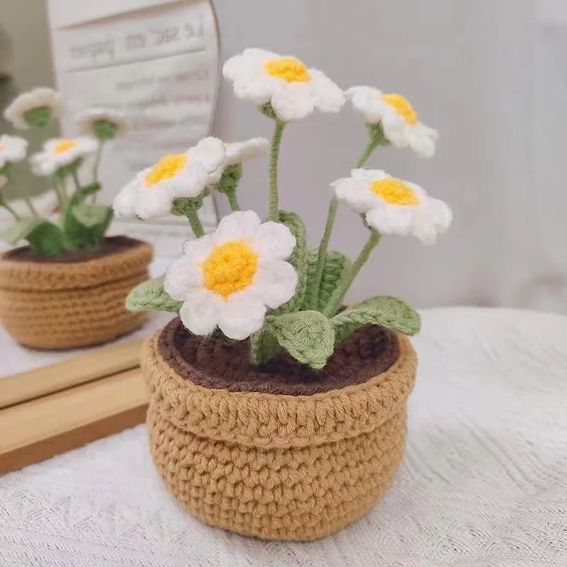 Flower Crochet Knitting Kit Tulip Sunflower Daisy Lily Floral Wool Yarn Thread Cord Crochet Material Kit Beginner Starter Set crochet kit