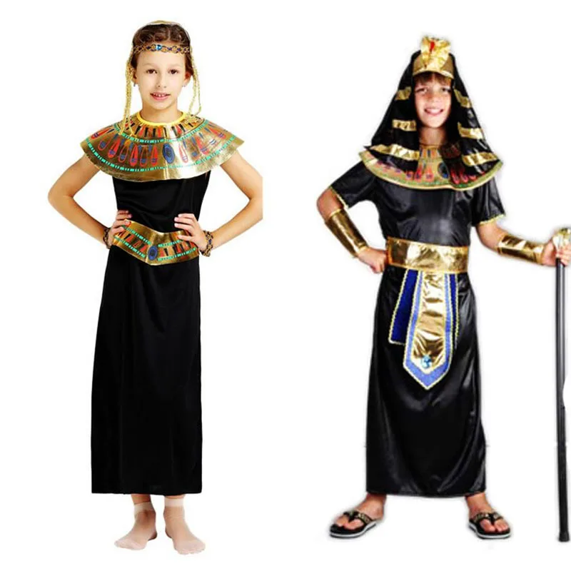 

New Black Girls Boy Greece Eypt Cosplay Pharaoh Costume Clothing Carnival Fancy Dress Party halloween costume for kids