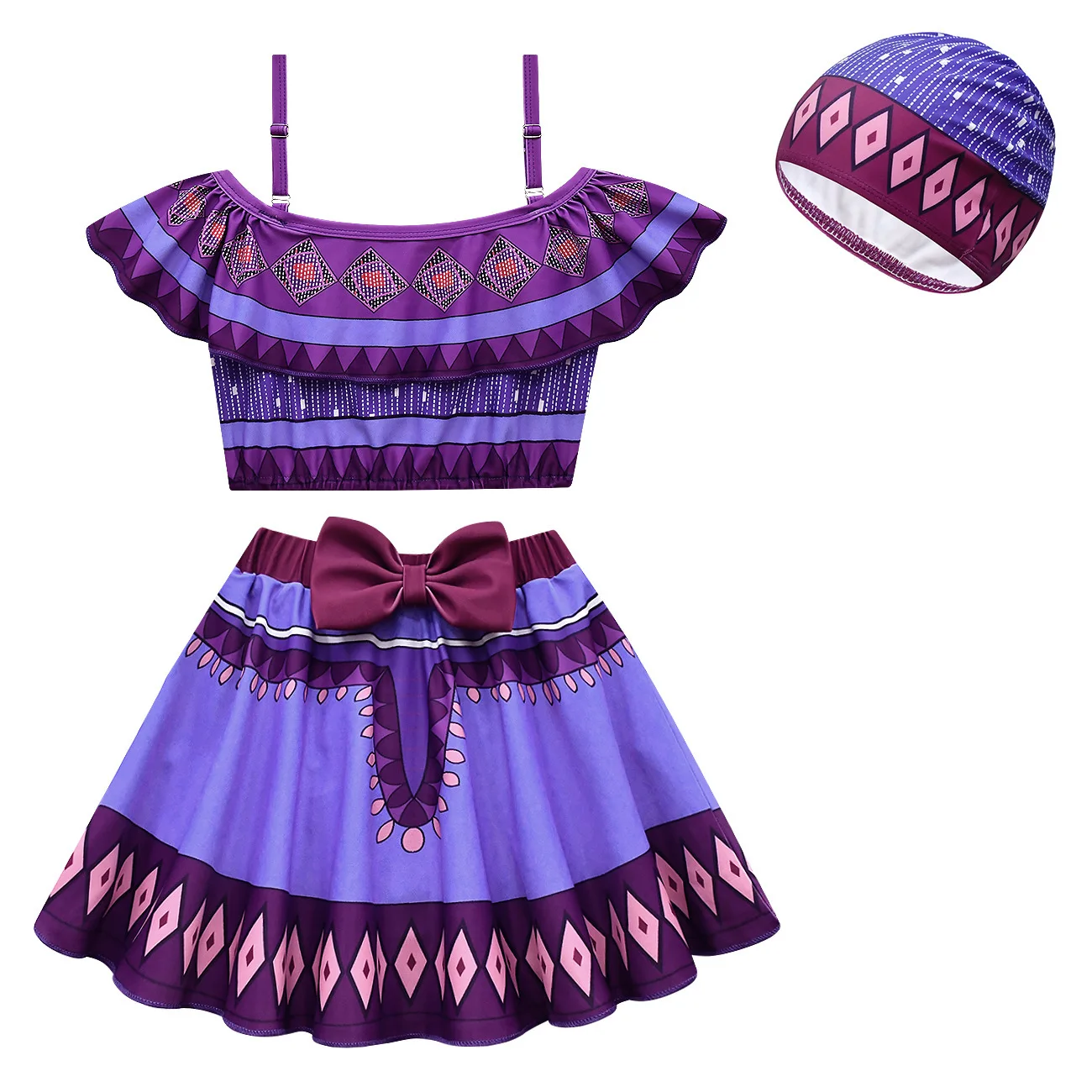 Movie Wish Asha Princess Costume Kids Girl Halloween Party Purple Skirt Flying Sleeve Vestido Outifit Children Dresses