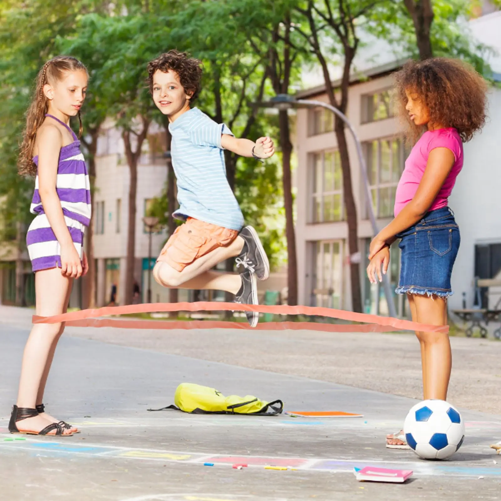 Rubber Band Kids Skipping Rope Toy Students Double Jumping Ropes For Kids Training Elastic Band multiuse Rubber Skipping