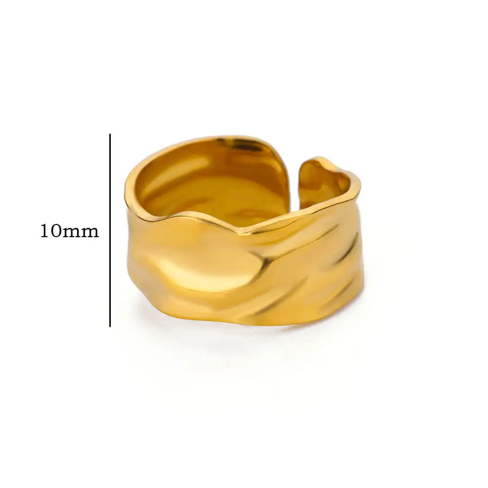Stainless Steel Pleated Open Rings For Women