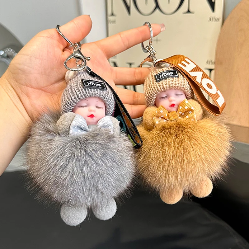 Fluffy Plush Doll Keychain - Cute Bag & Backpack Pendant Gift