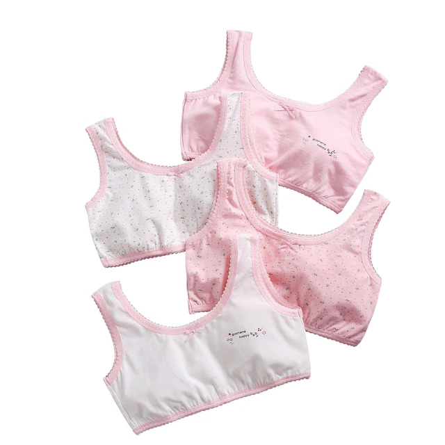 4pcs/Lot Growing Girl Top Bra Underwear Big Girl Cute Printing Tops Kid Breathable  Cotton Bras Growing Under Shirts Size 130-160 - AliExpress