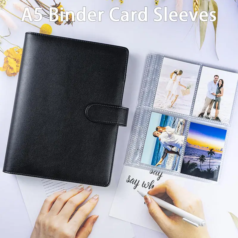 A5 Kpop Photocard Binder with 25 pages 4-Pocket Card Collector Album with 200 Card Slots PU Leather Cover Organizing Cards
