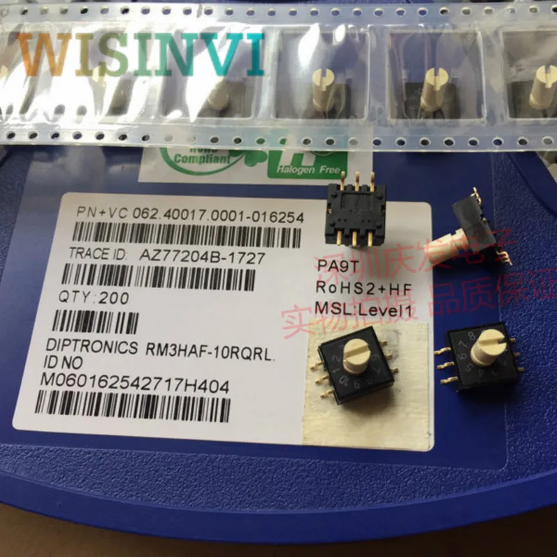 Interruptor de Discagem Rotativo 10 0-9 Remendo do Interruptor de Codificação 3:3 com Punho Peças Rm3haf10r-v-b Rrm3haf-10