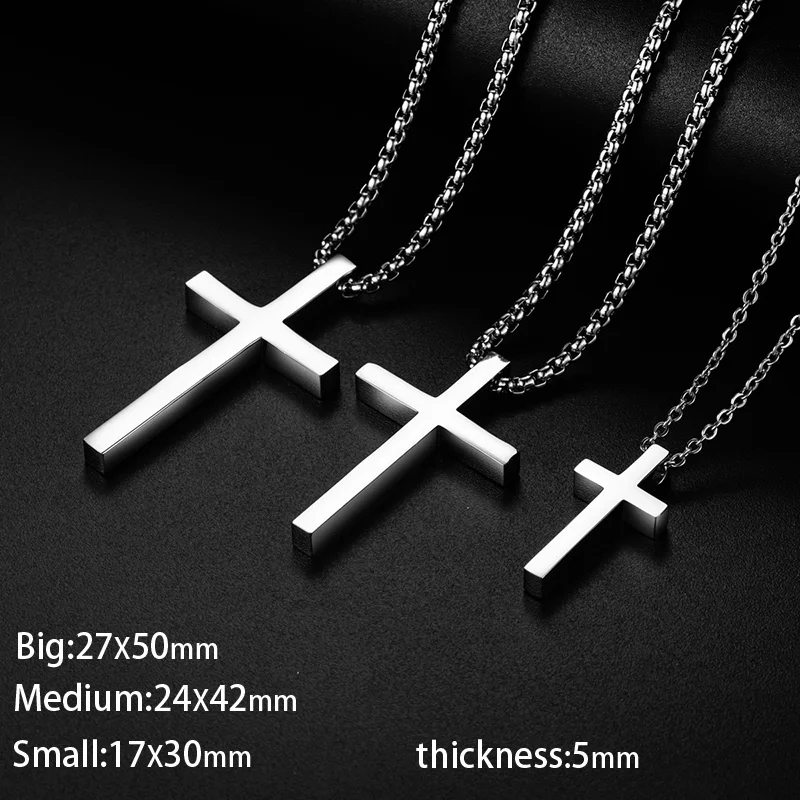 New Stainless Steel Cross Pendant Necklace for Men Women Minimalist Jewelry Male Female Necklaces Necklaces Silver Color_voghion.com