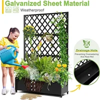 Metal Planter Box with Diamond Lattice Trellis Planter Box for Climbing Plants/Vines, Garden Bed with Trellis(73"x47" Black) 2