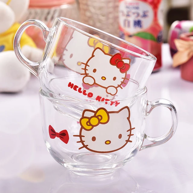 Sanrio Anime Hello Kitty Water Glass Kawaii Cartoon Cinnamoroll Kuromi  Sealed Glass Straw Cup with Lid Drink Juice Cup Girl Gift