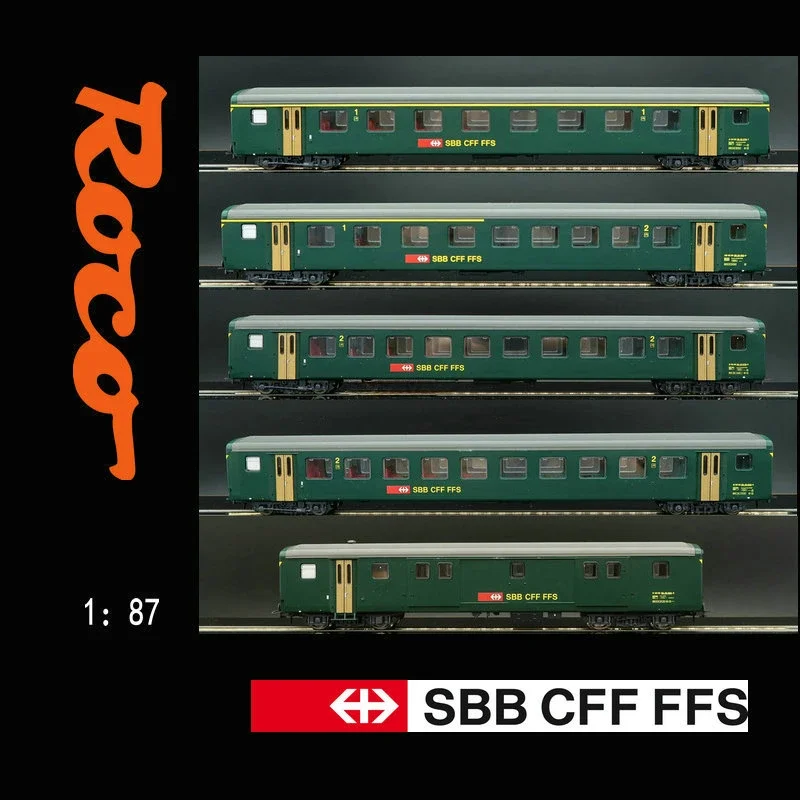 

Train Model HO 1/87 ROCO 5-section 74569-74574 SBB Swiss Four-generation Passenger Carriage Five-section Train Toy