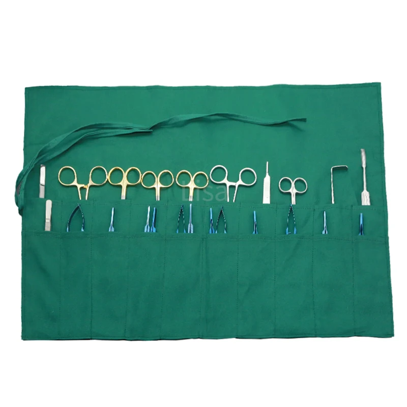 Medical Instrument Kit Cloth Double-Layer Single-Row Double-Row Surgical Tool Sterilization Kit Storage Bag Disinfection Kit Clo