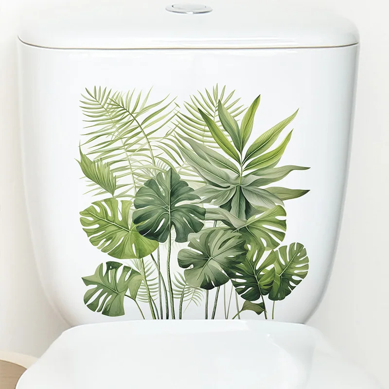 Toiletstickers Planten Bladeren - Groene Toiletdeksel Stickers Zelfklevend - Badkamer Decoratie