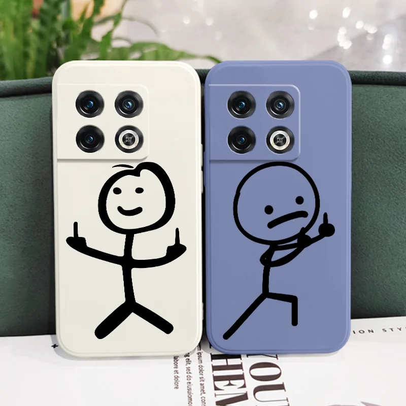 Chic Cartoon Line Art Liquid Silicone Phone Case